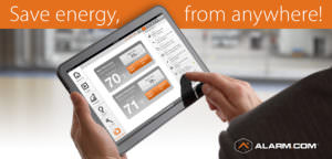 picture of a tablet controlling thermostat temperature