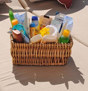 basket containing different types of sunscreen