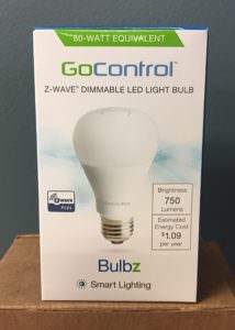 picture of a GoControl Z-wave enabled smart light bulb