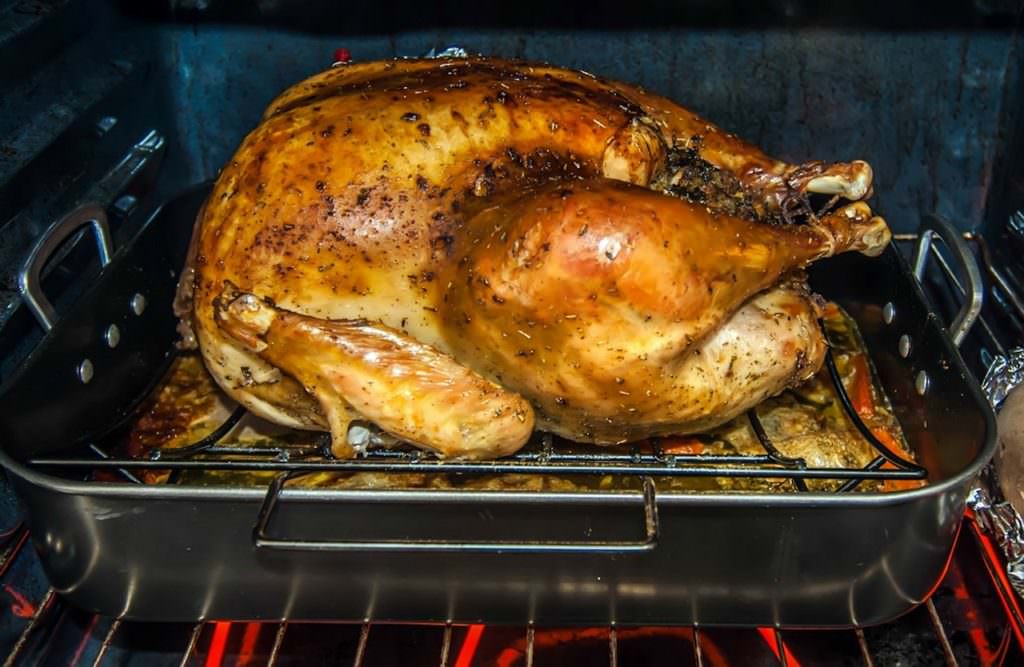 picture of a roasted turkey inside an oven