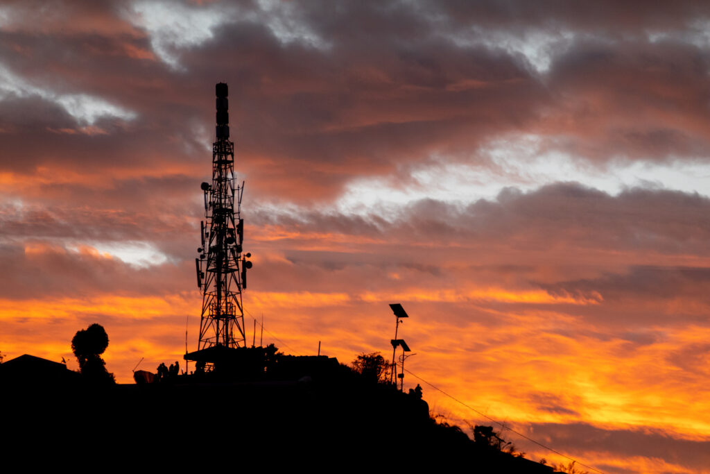 cellular tower at dusk